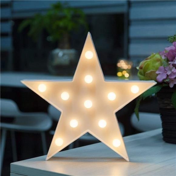 Star Marquee Sign Lights, Warm White LED Lamp -Living Room, Bedroom Table & Wall - Picture 3 of 7
